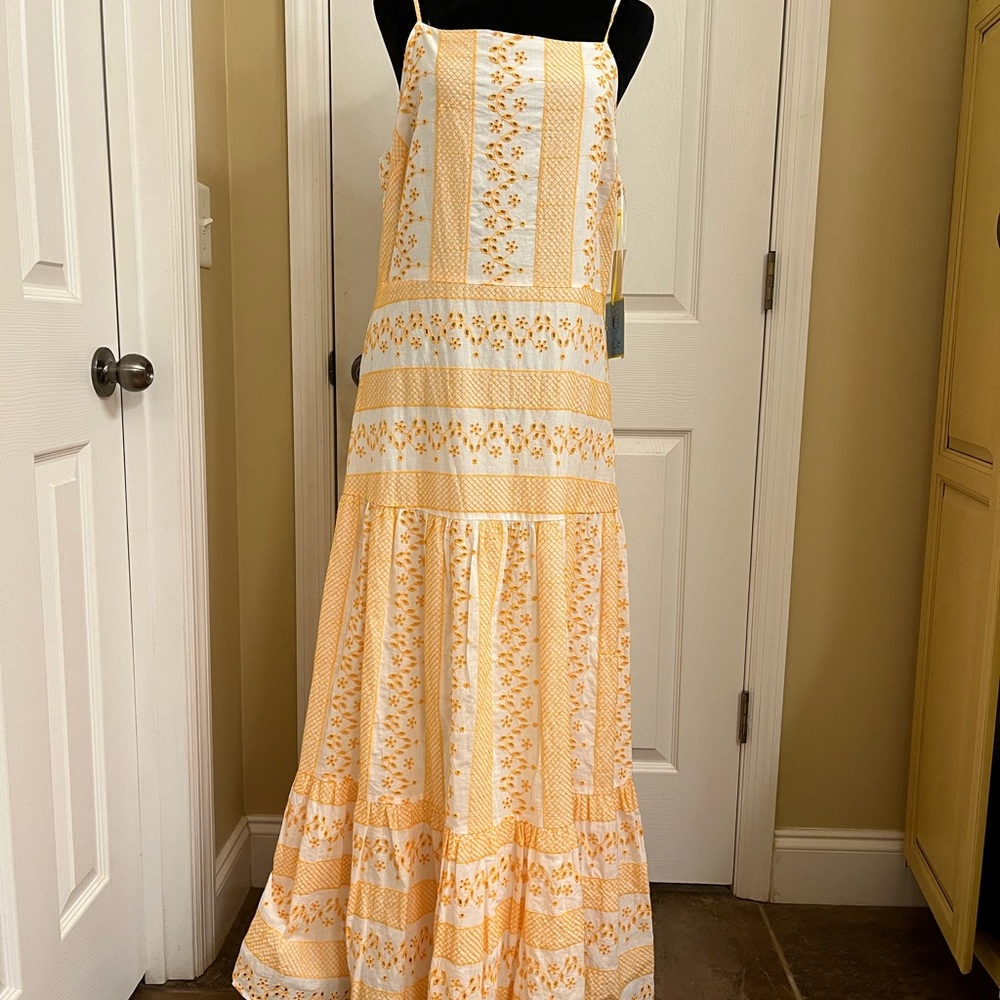 CeCe Striped Yellow Floral Dress